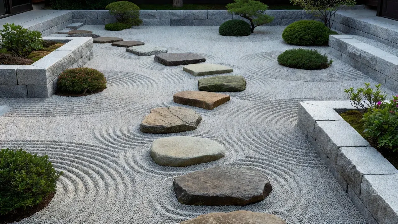 日本庭園の飛び石を用いた造園の事例
